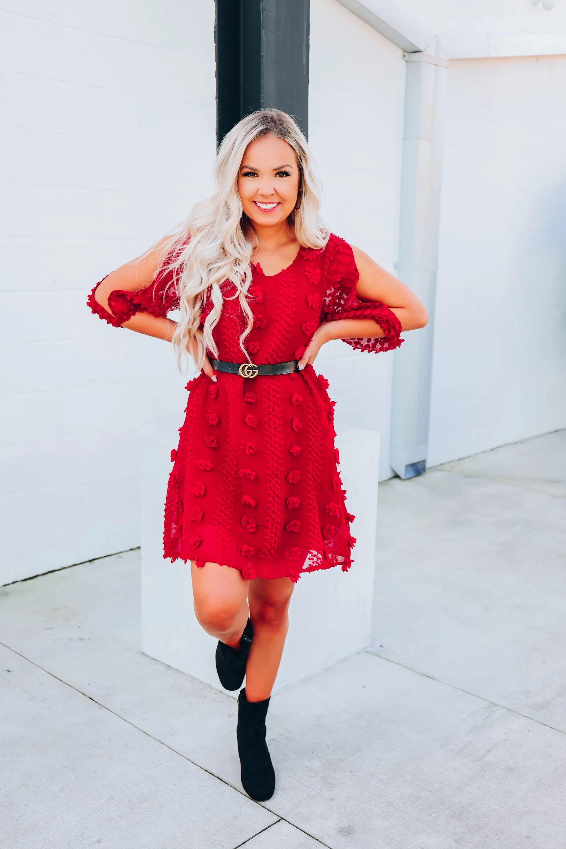 Scarlet Swiss Dot Dress- Red S-3X