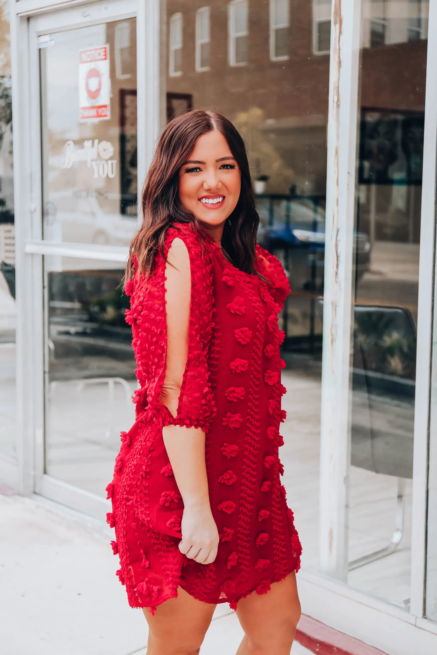 Scarlet Swiss Dot Dress- Red S-3X