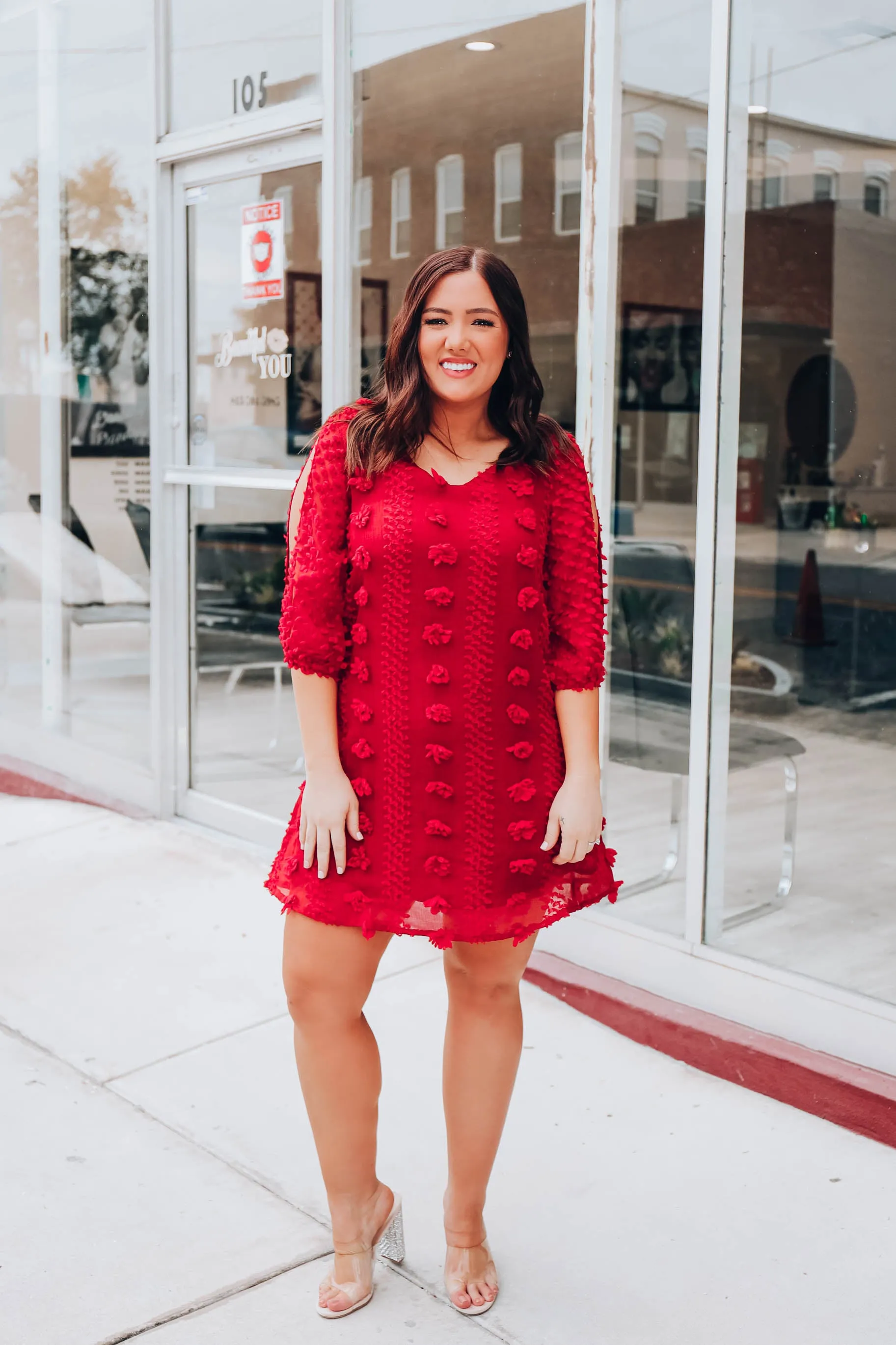 Scarlet Swiss Dot Dress- Red S-3X