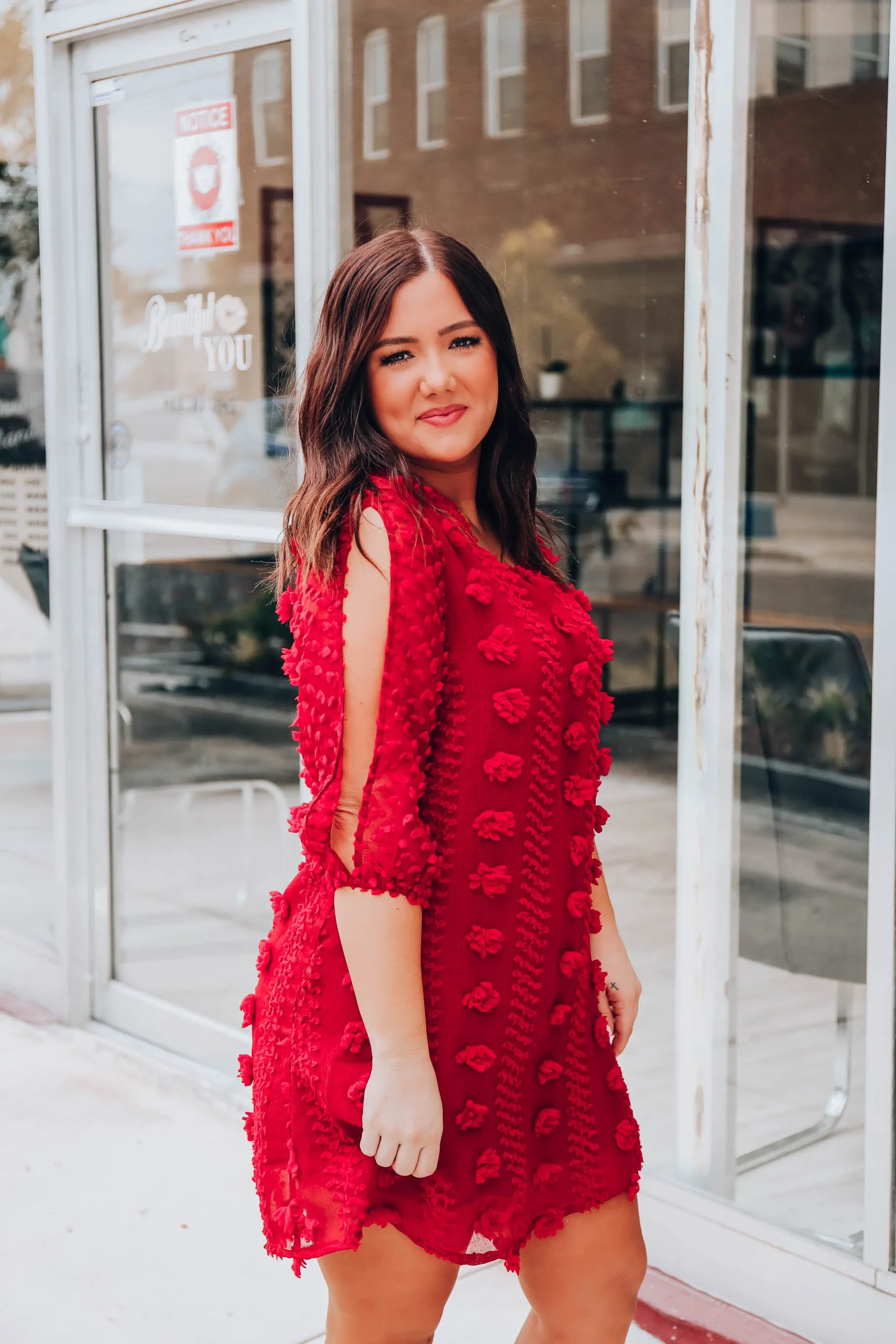 Scarlet Swiss Dot Dress- Red S-3X