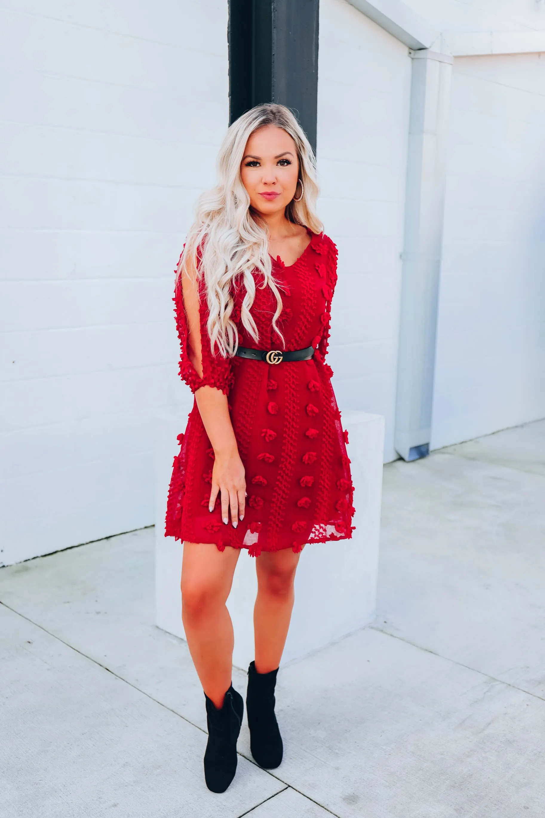 Scarlet Swiss Dot Dress- Red S-3X