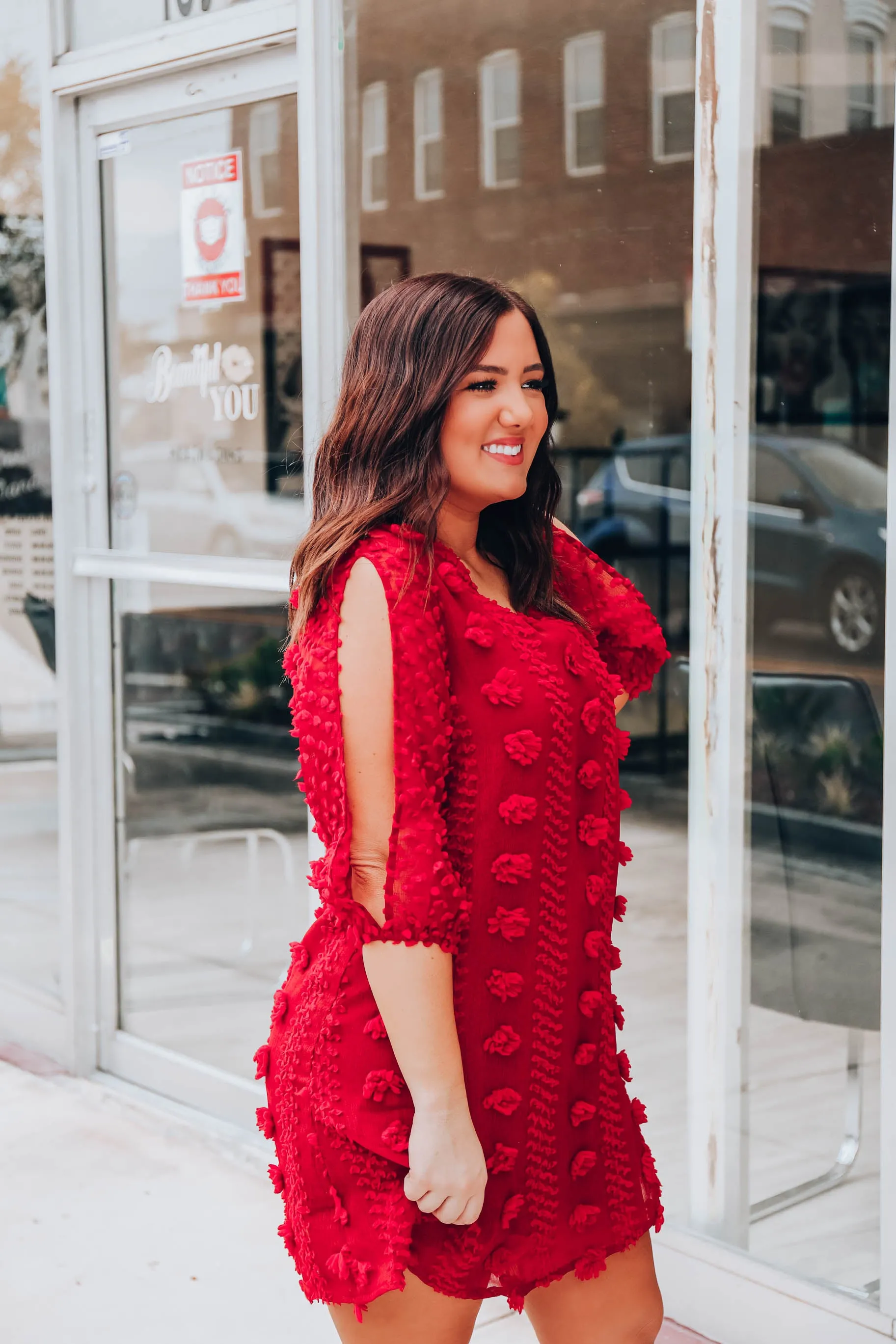 Scarlet Swiss Dot Dress- Red S-3X