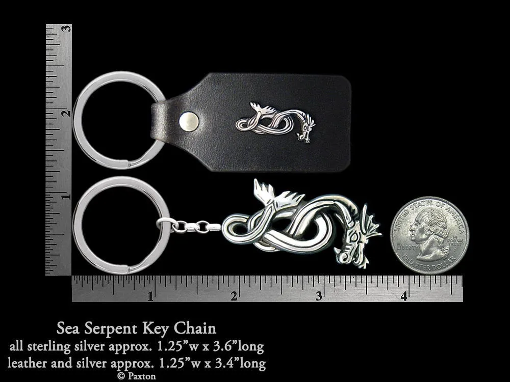 Sea Serpent Key Chain / Key Ring Sterling Silver