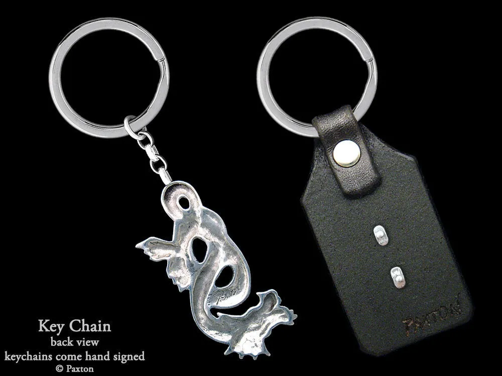 Sea Serpent Key Chain / Key Ring Sterling Silver