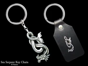 Sea Serpent Key Chain / Key Ring Sterling Silver