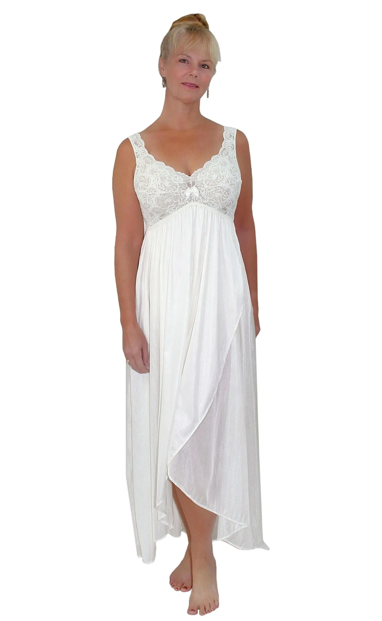Shadowline Robe and Nightgown Nylon Two Piece Set Silhouette Tulip Hemline Gown