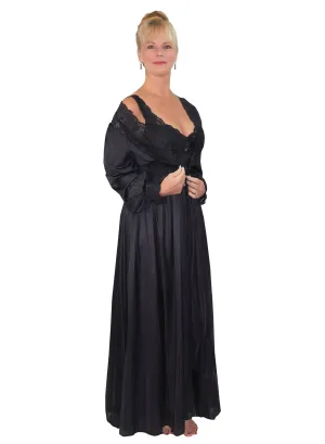 Shadowline Robe and Nightgown Nylon Two Piece Set Silhouette Tulip Hemline Gown