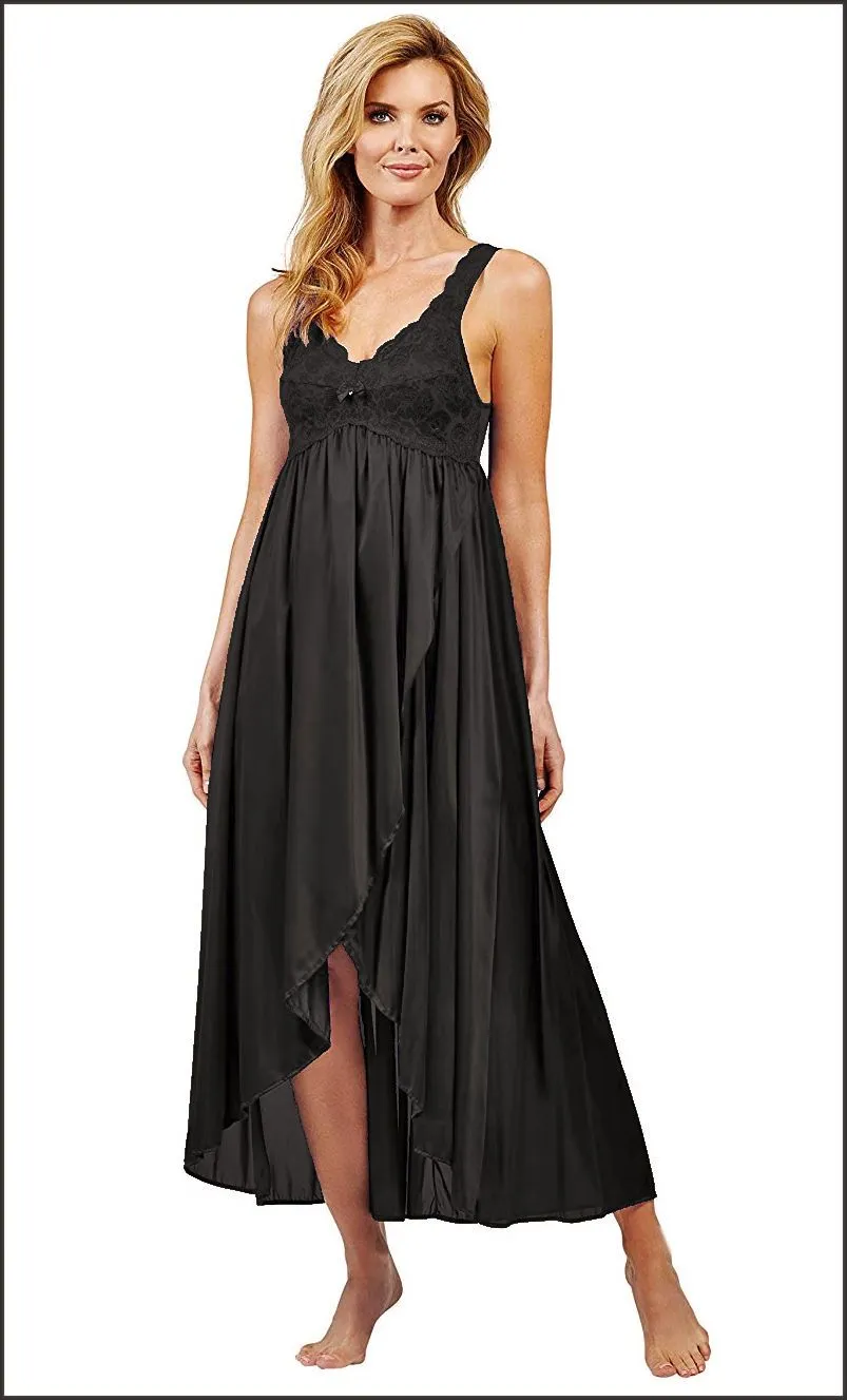 Shadowline Robe and Nightgown Nylon Two Piece Set Silhouette Tulip Hemline Gown