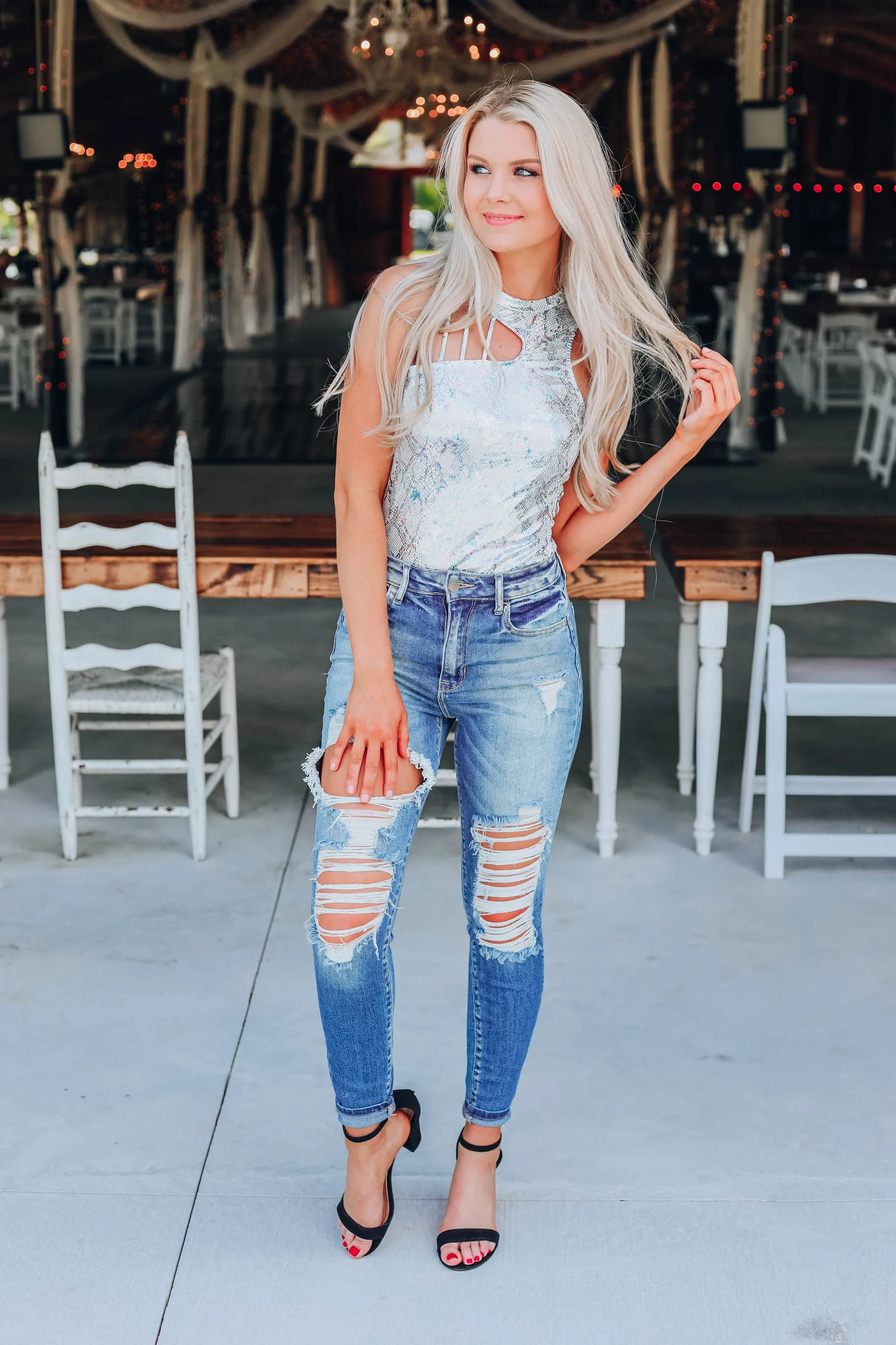 Shimmer Fun Bodysuit - Silver