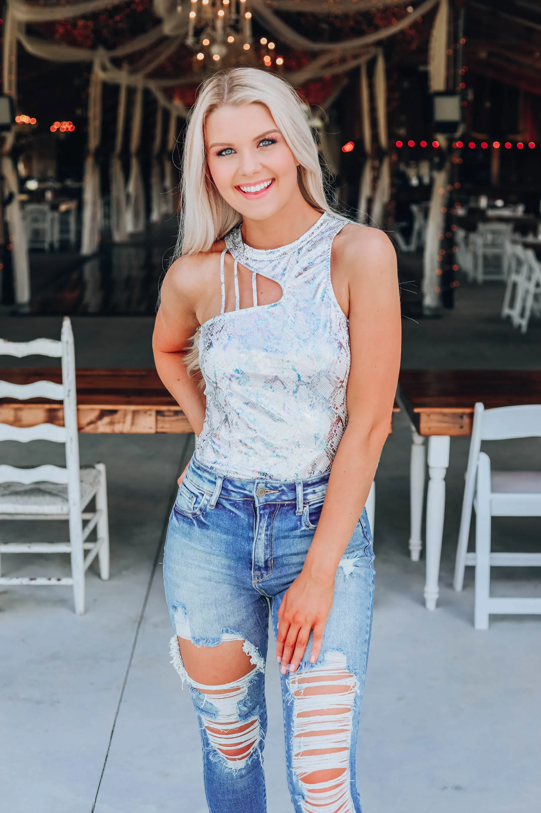 Shimmer Fun Bodysuit - Silver