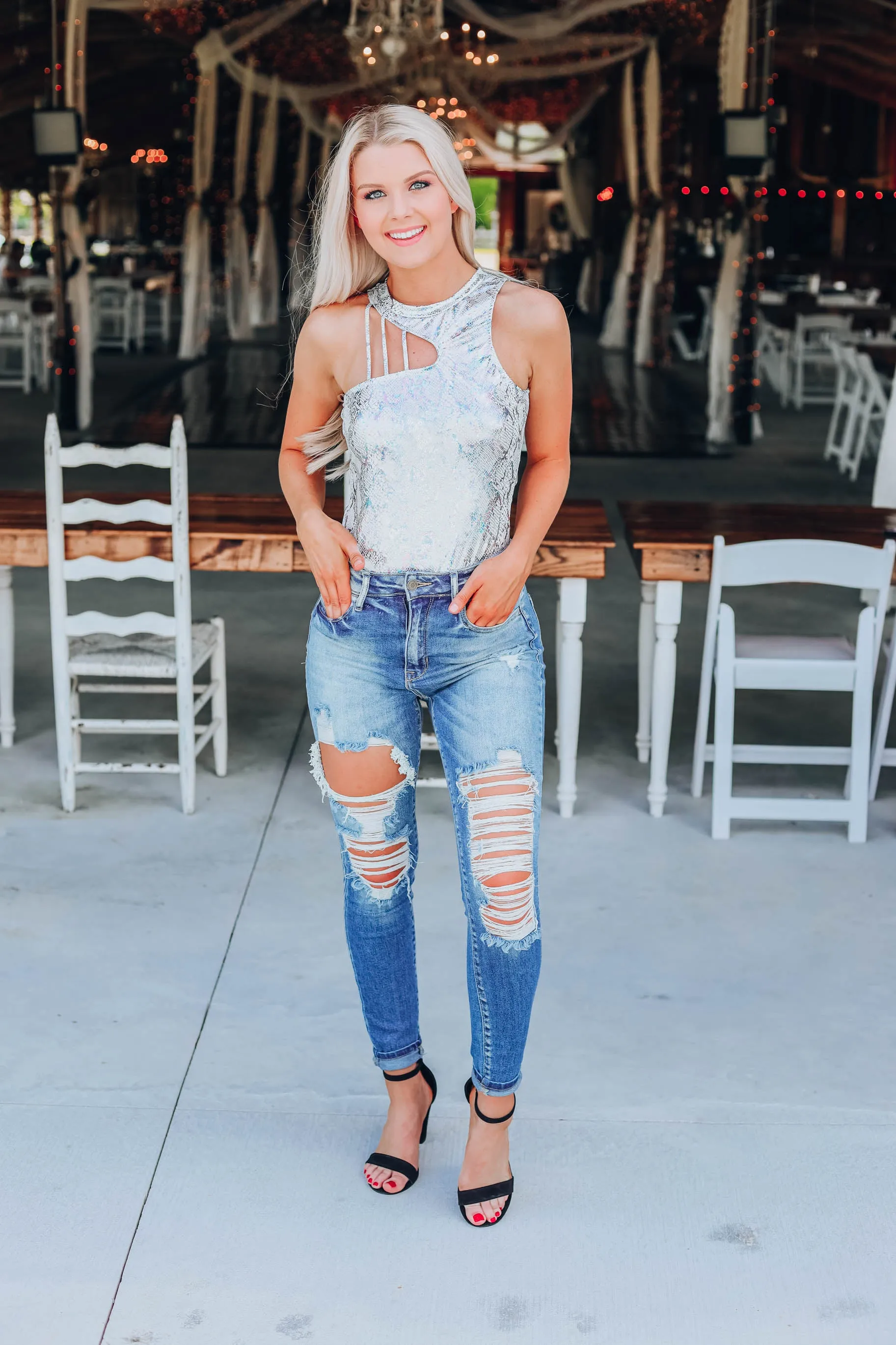 Shimmer Fun Bodysuit - Silver