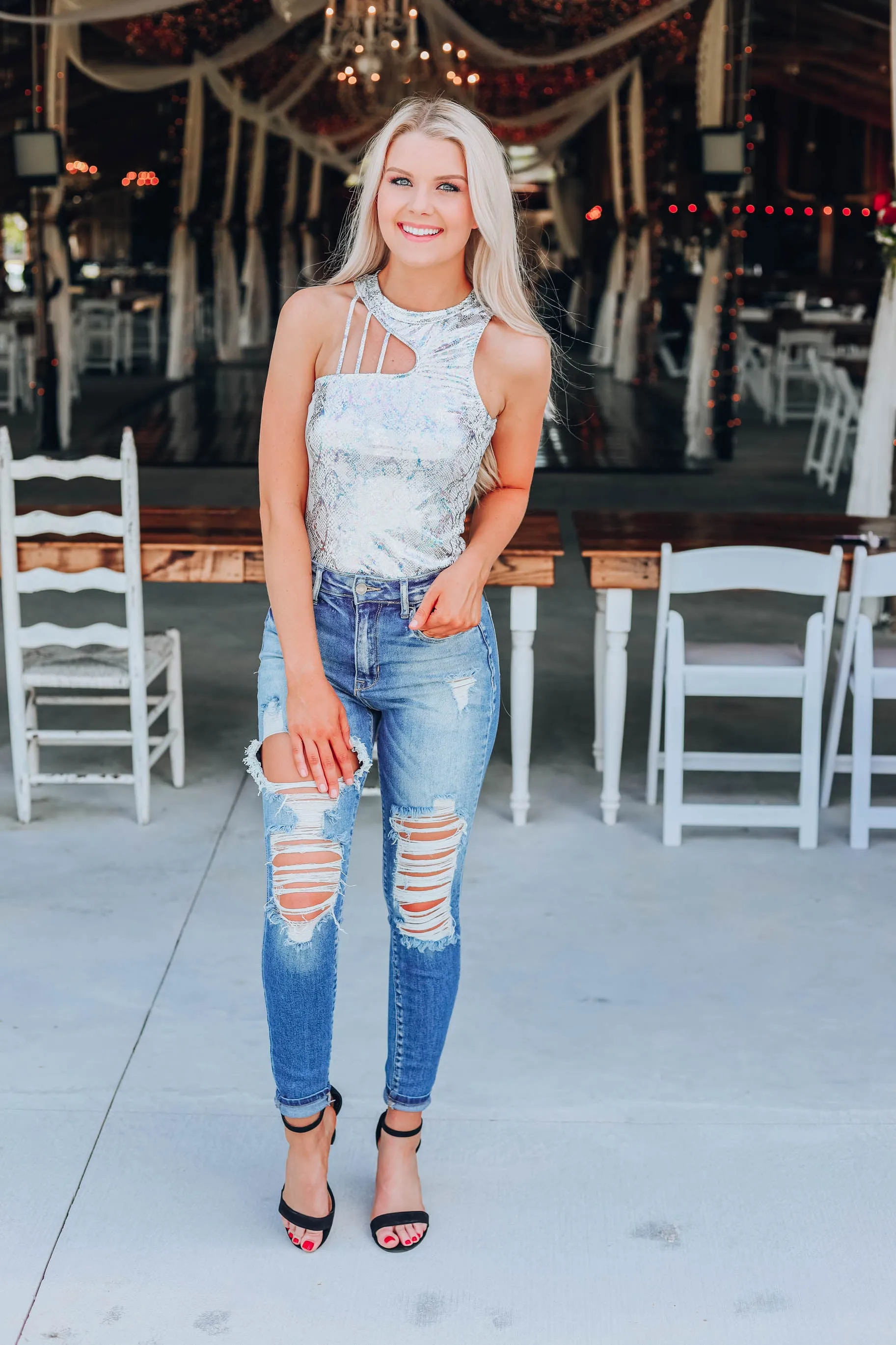 Shimmer Fun Bodysuit - Silver