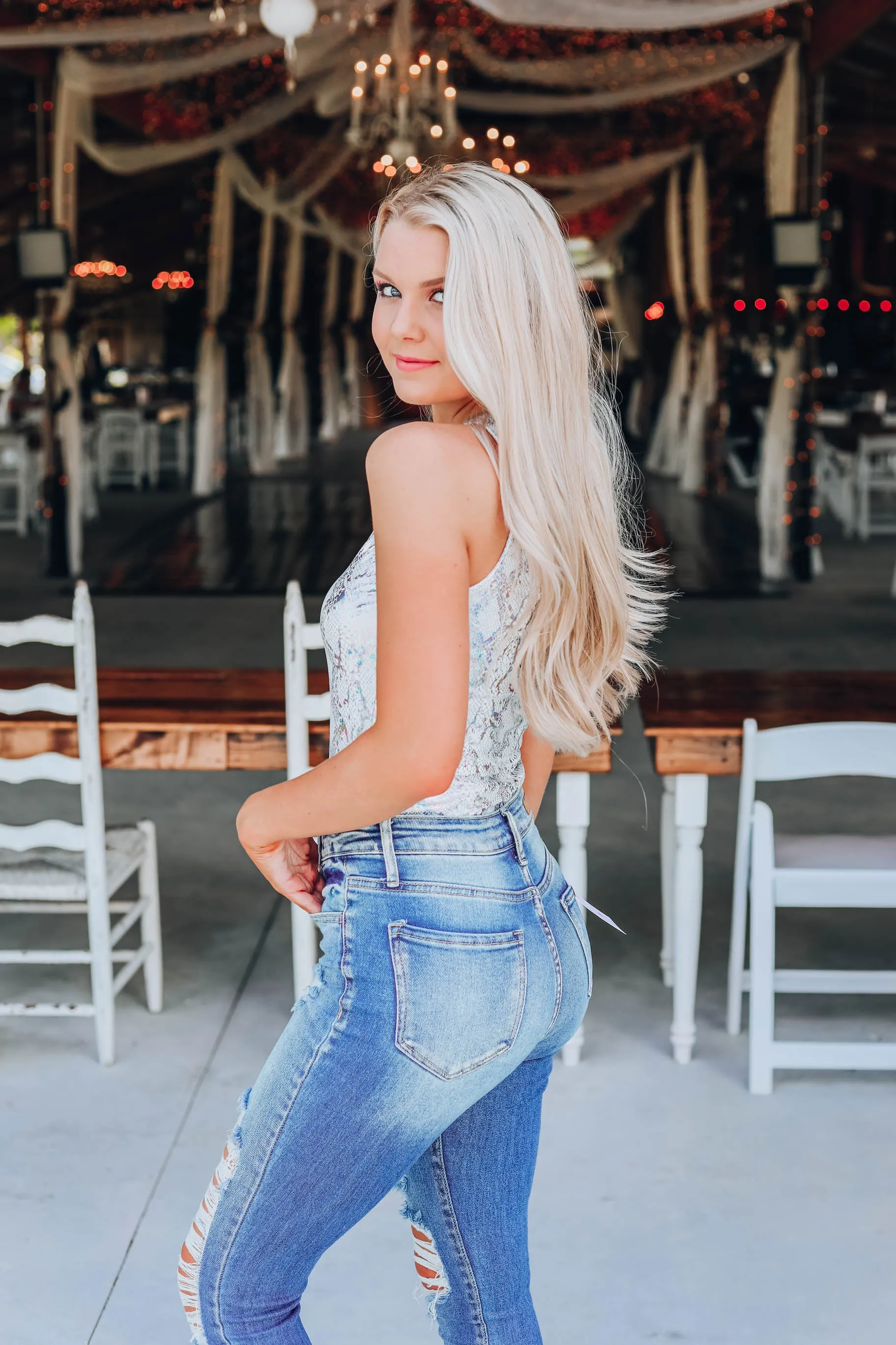 Shimmer Fun Bodysuit - Silver