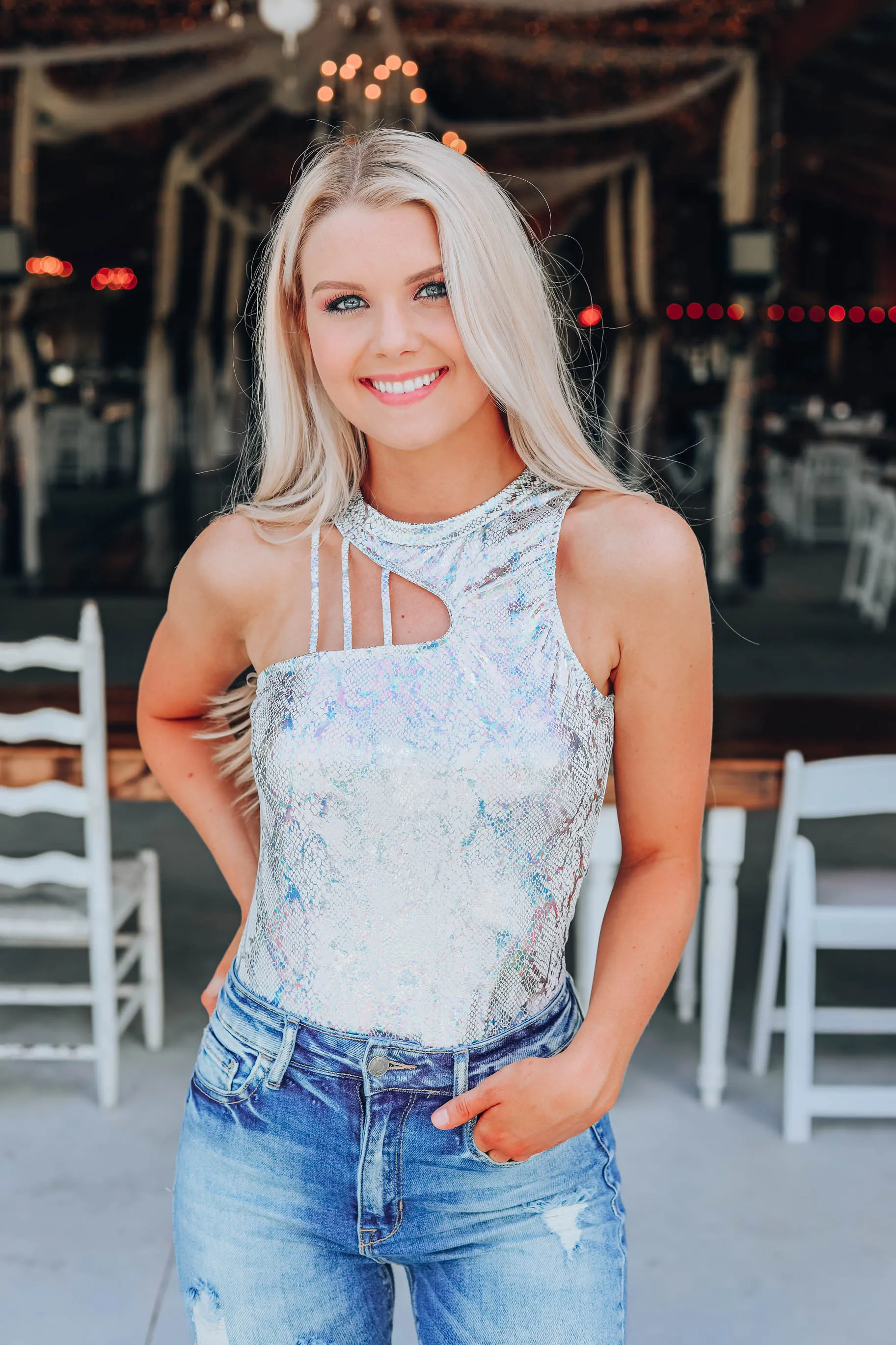 Shimmer Fun Bodysuit - Silver