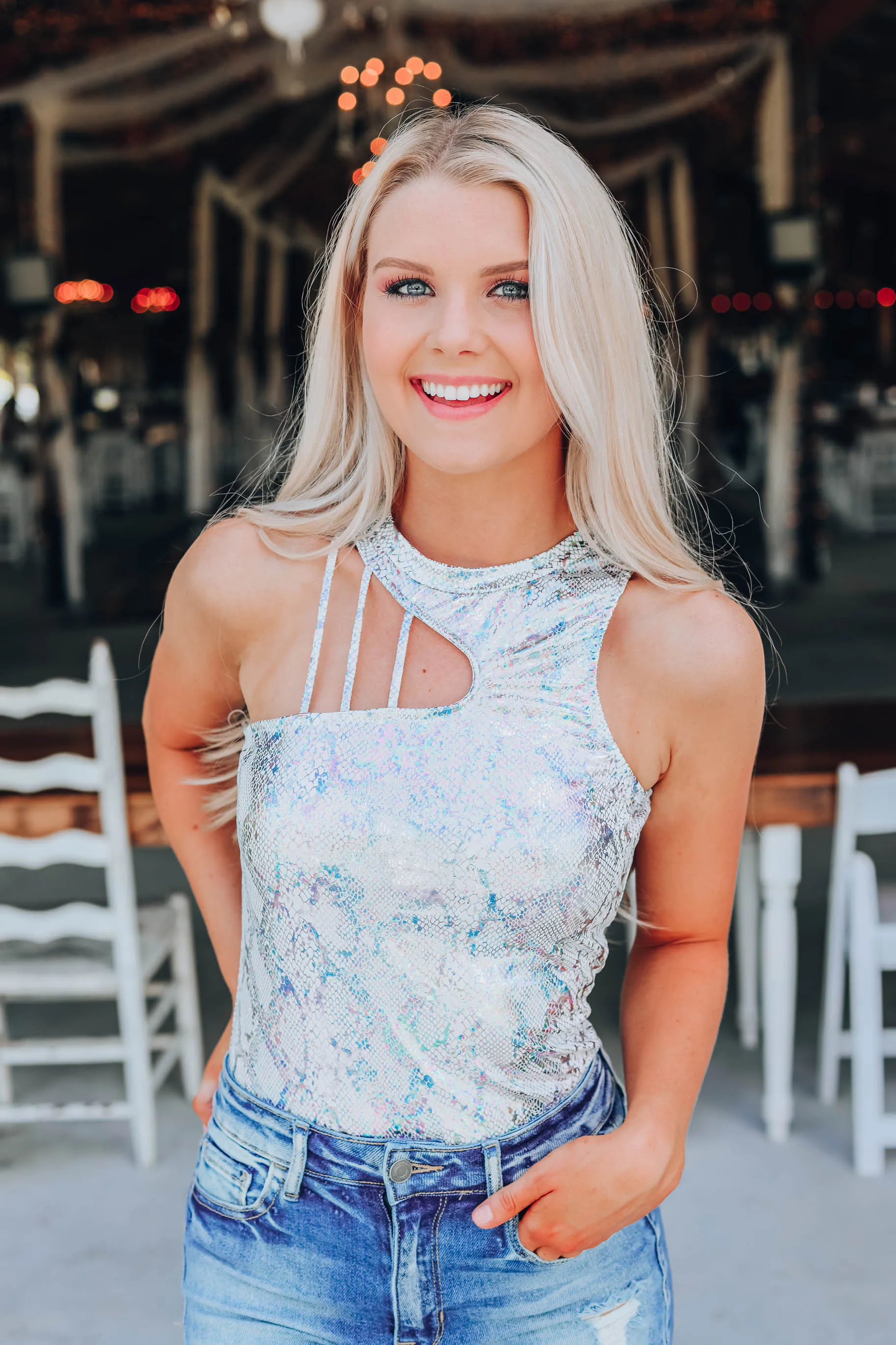 Shimmer Fun Bodysuit - Silver