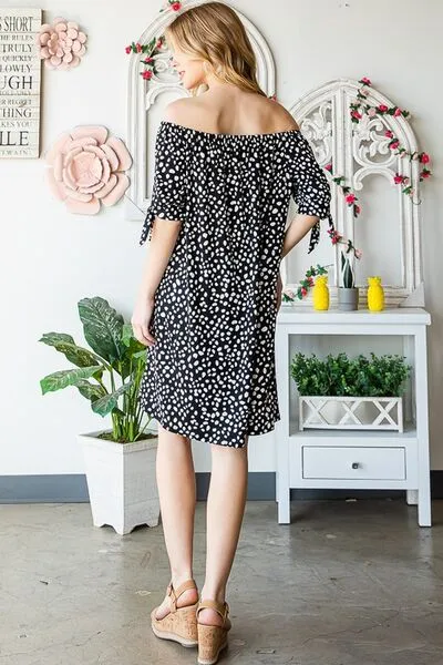Short Sleeve Off Shoulder Animal Mini Dress