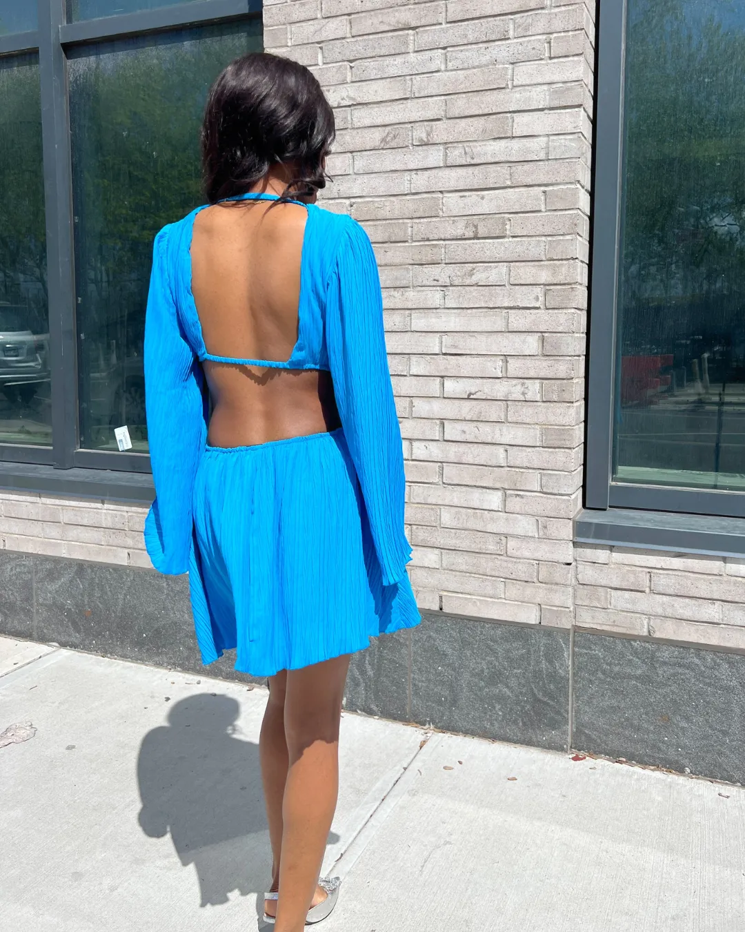 Side Cut Plisse Dress