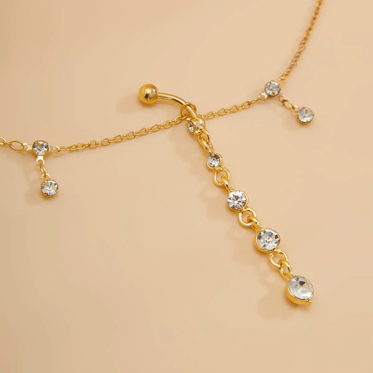Simple Rhinestone Pendant Waist Chain