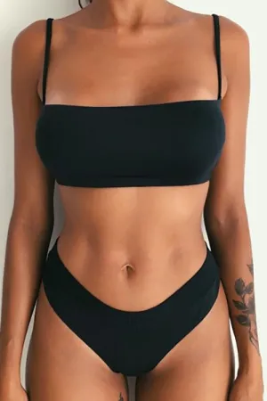 Simple Solid High Waist Bikini Set