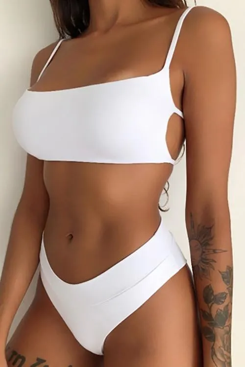 Simple Solid High Waist Bikini Set