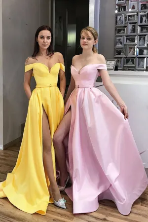 Simple sweetheart satin long prom dress evening dress