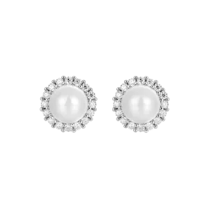 Single Moissanite Pearl Stud Earring