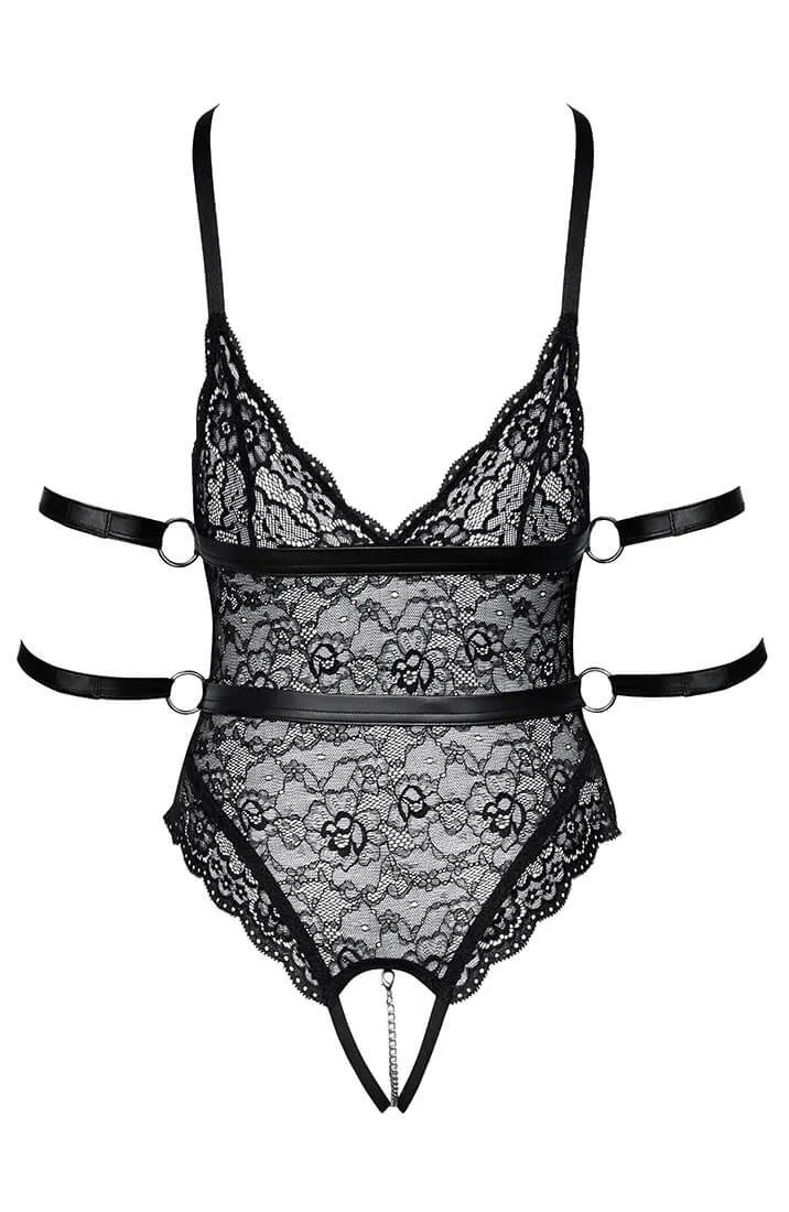 Soft bondage lace bodysuit with restraints - Mutual Satisfaction
