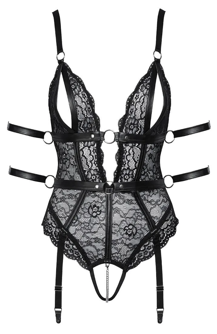 Soft bondage lace bodysuit with restraints - Mutual Satisfaction