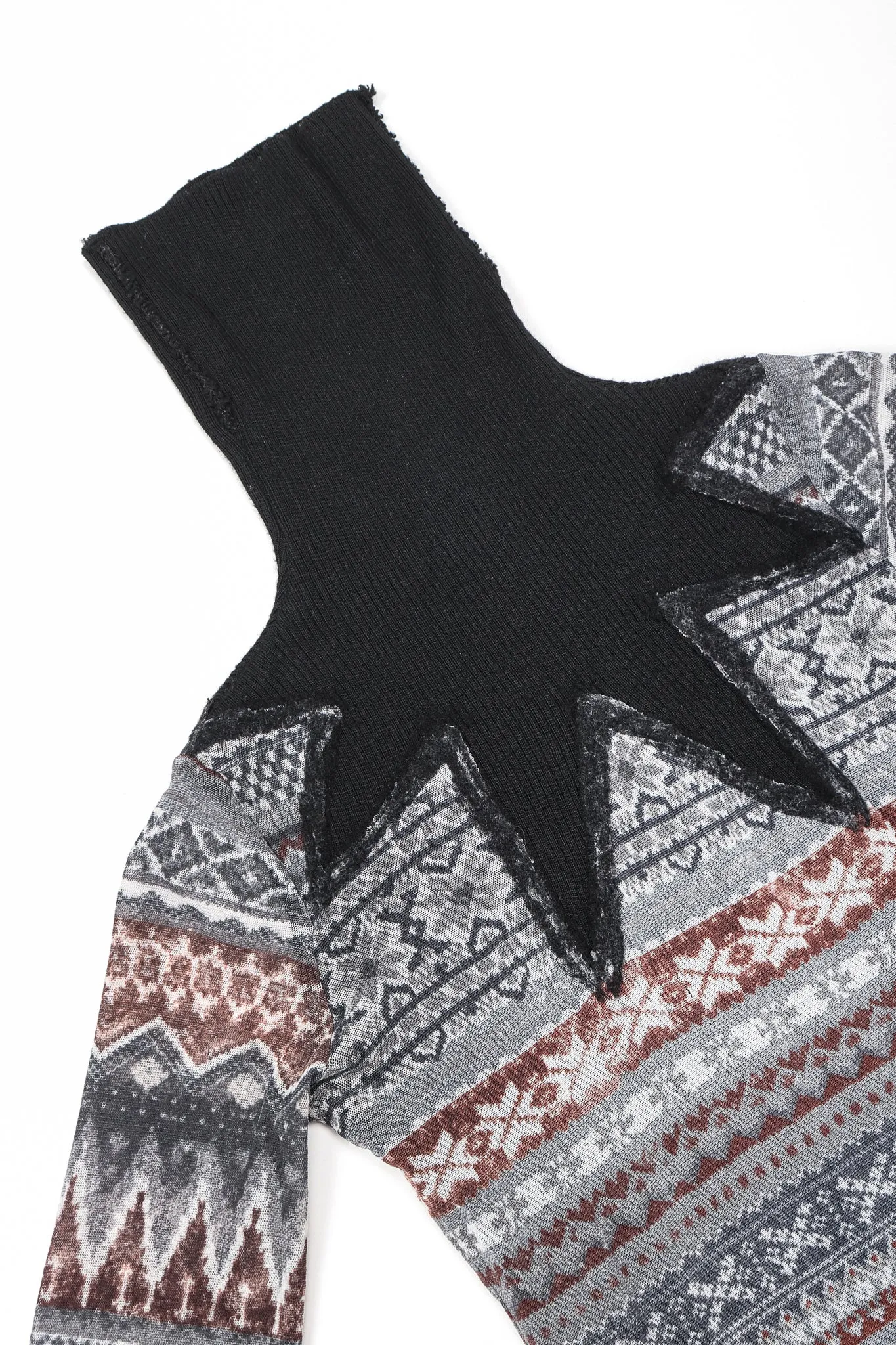 Soleil Fair Isle Illusion Mesh Top