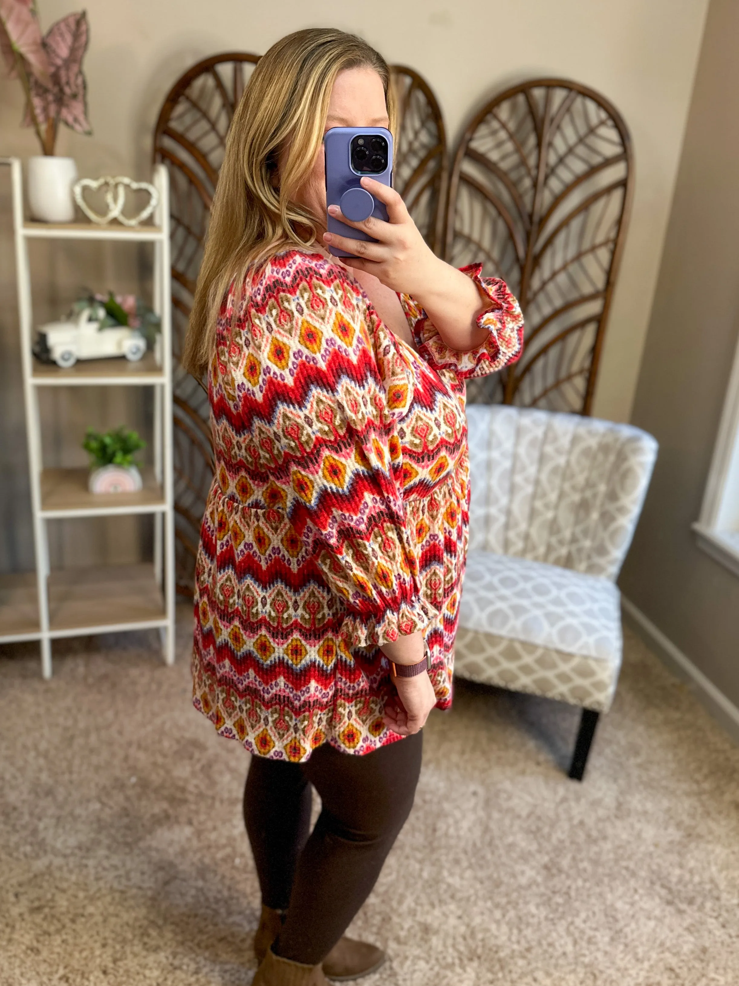 Somewhere Out There Babydoll Top - Mixed Print