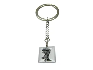 Square Fun T Rex Dinosaur Pendant Keychain
