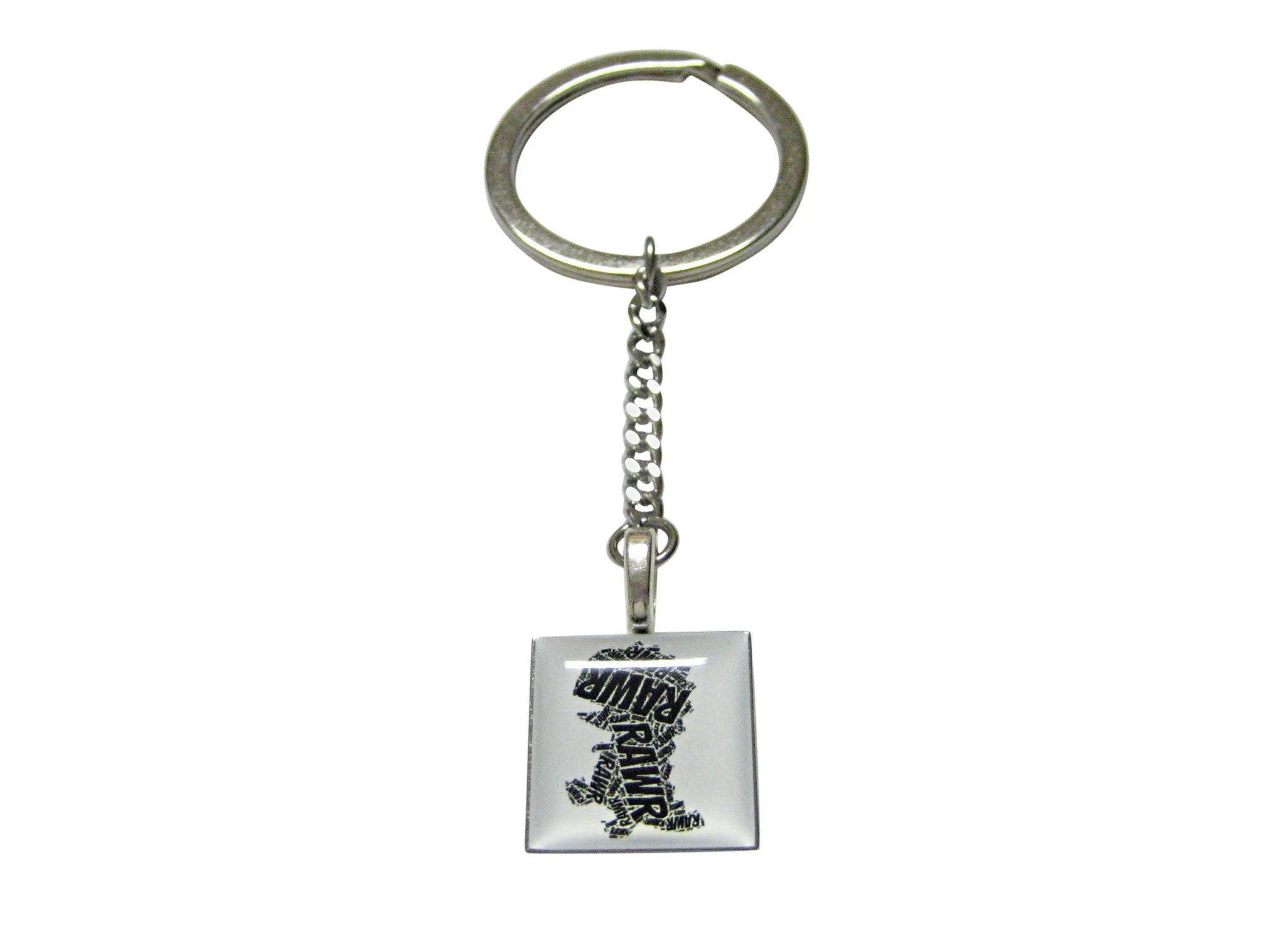 Square Fun T Rex Dinosaur Pendant Keychain