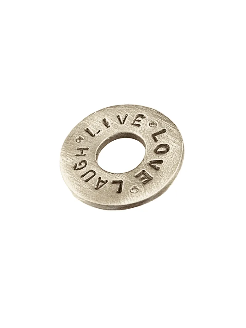 Sterling 'Live Love Laugh' Diamond Washer Charm