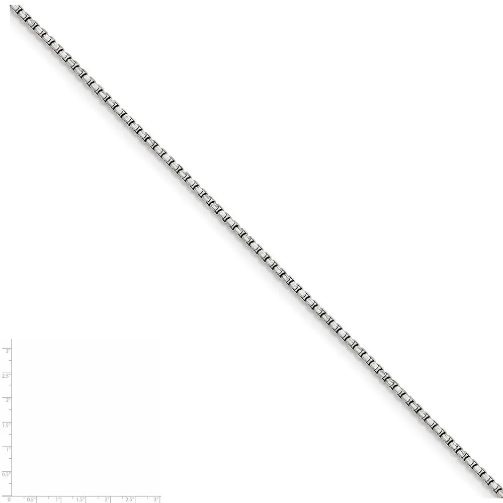 Sterling Silver 1.75mm Diamond-cut Round Box Chain
