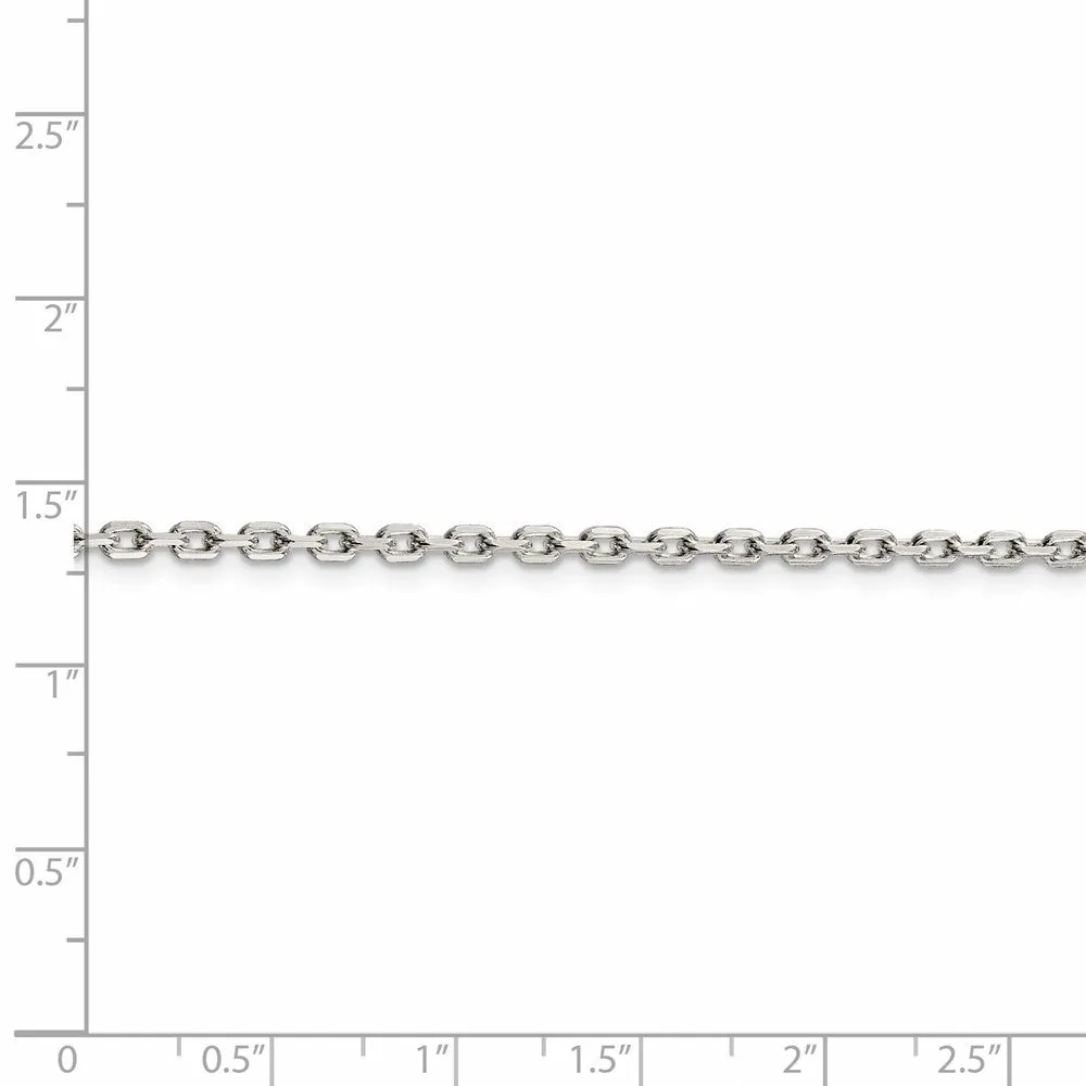 Sterling Silver 2.75mm Beveled Oval Cable Chain
