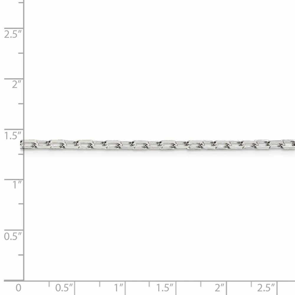 Sterling Silver 2.9mm Diamond-cut Long Link Cable Chain
