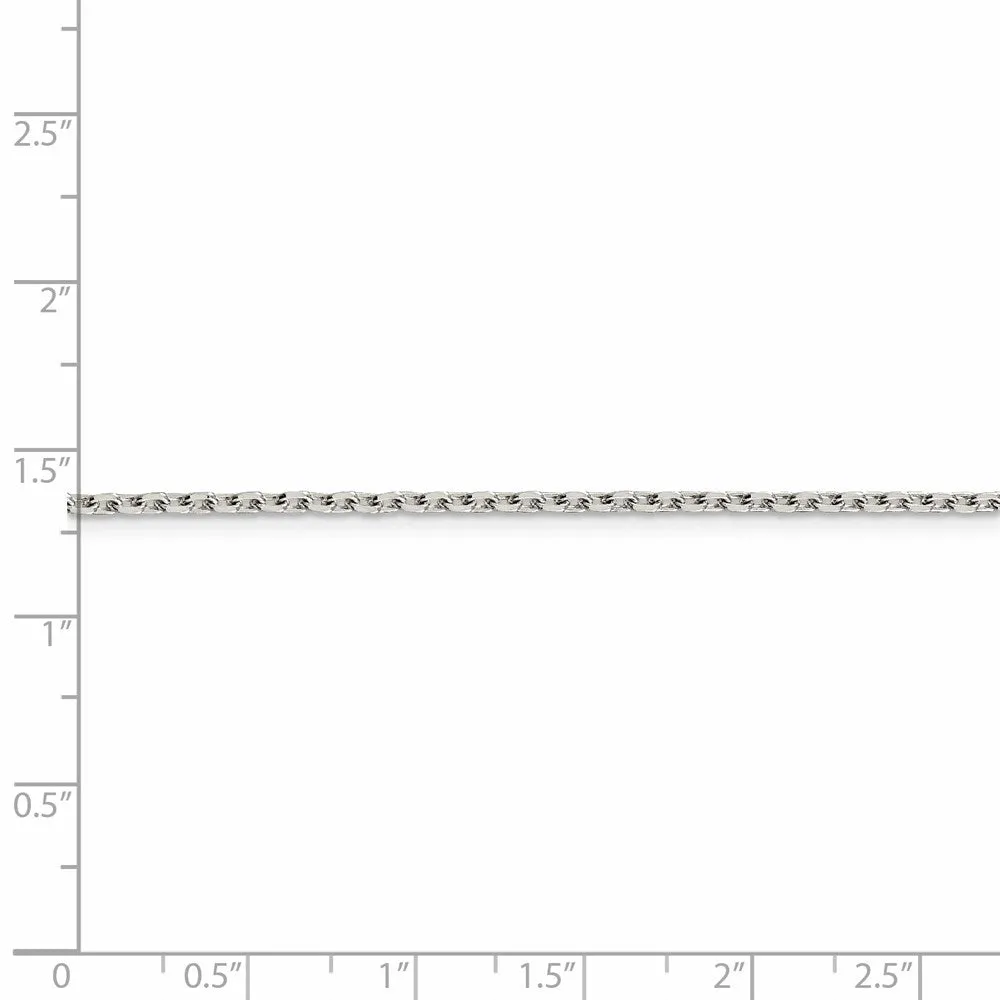 Sterling Silver 2mm Beveled Oval Cable Chain
