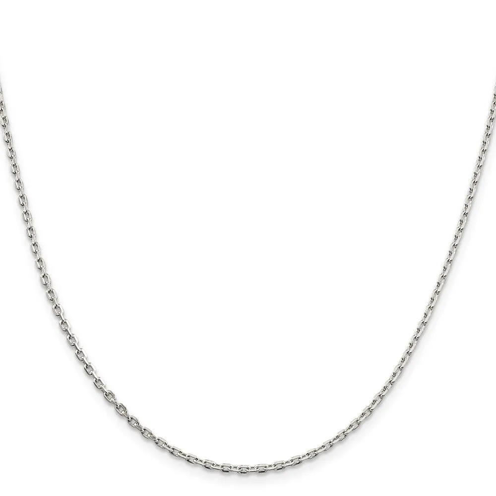 Sterling Silver 2mm Beveled Oval Cable Chain