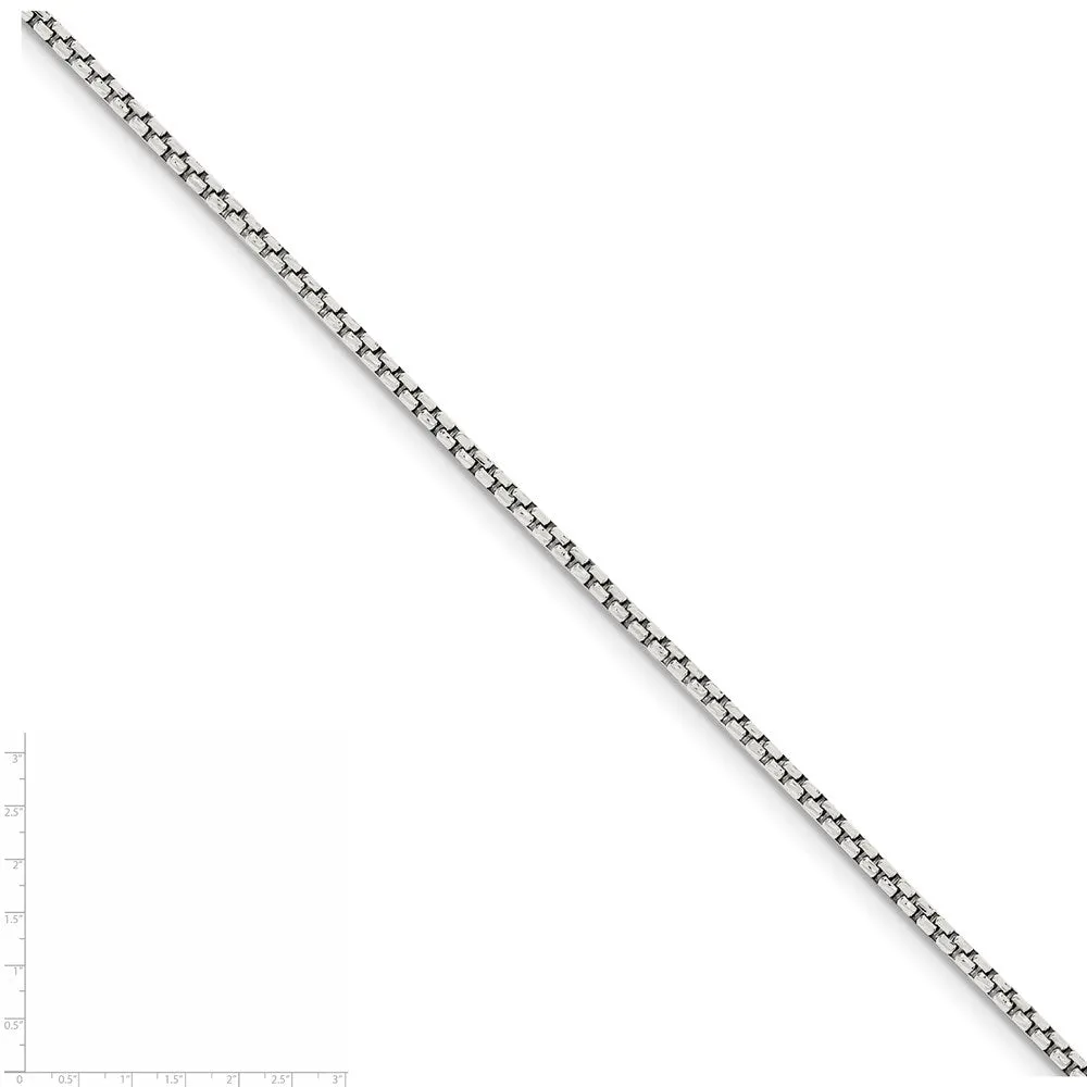Sterling Silver 2mm Diamond-cut Round Box Chain