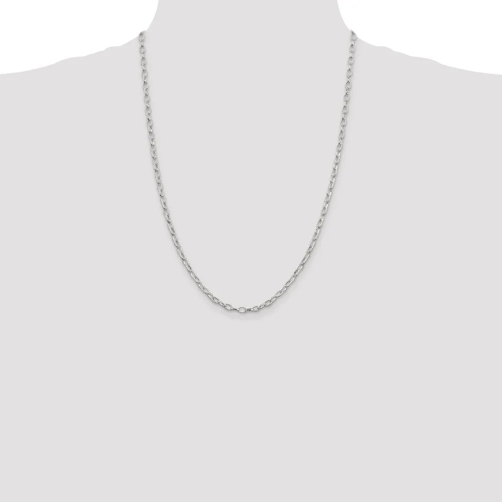 Sterling Silver 3.75mm Fancy Patterned Rolo Chain