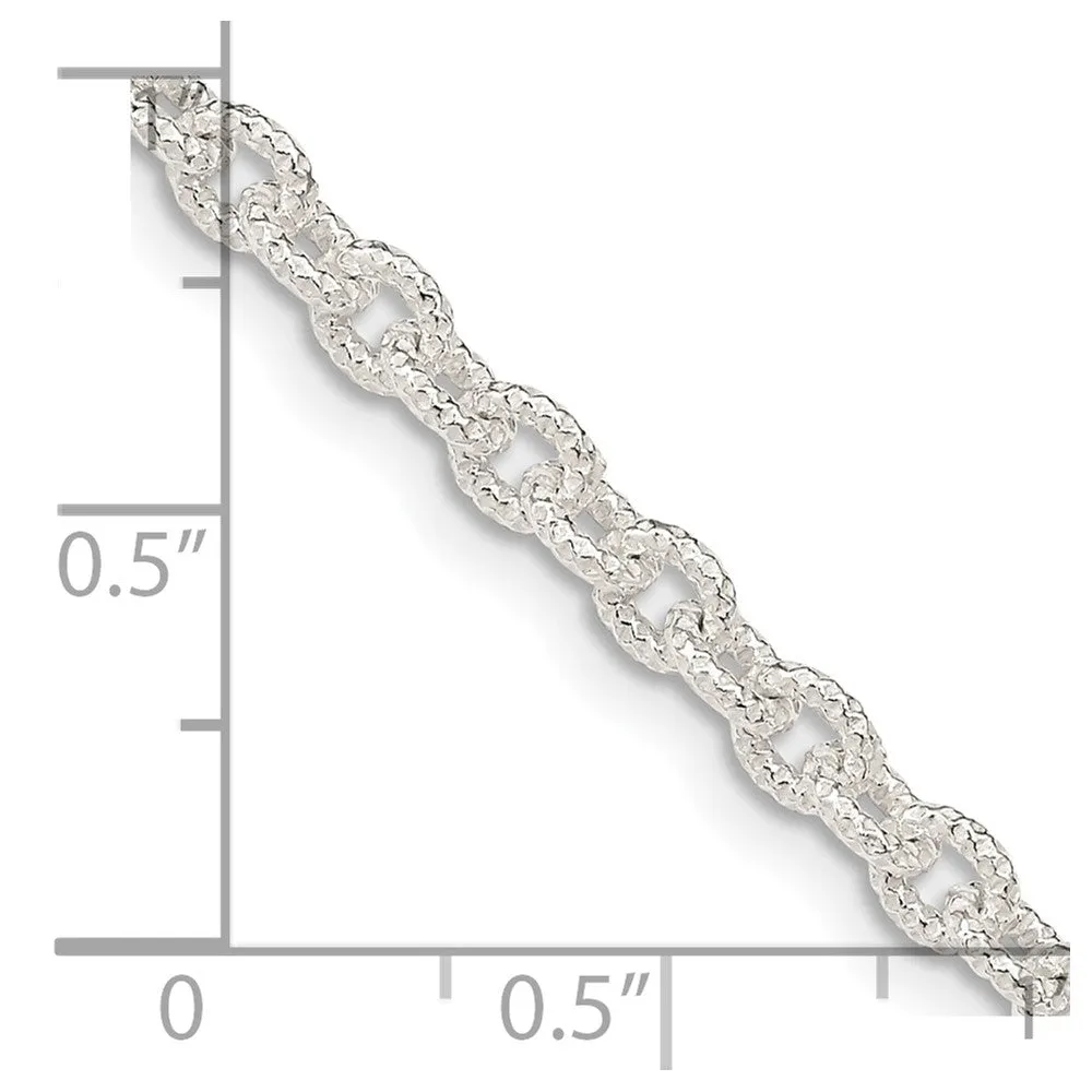 Sterling Silver 3.75mm Fancy Patterned Rolo Chain