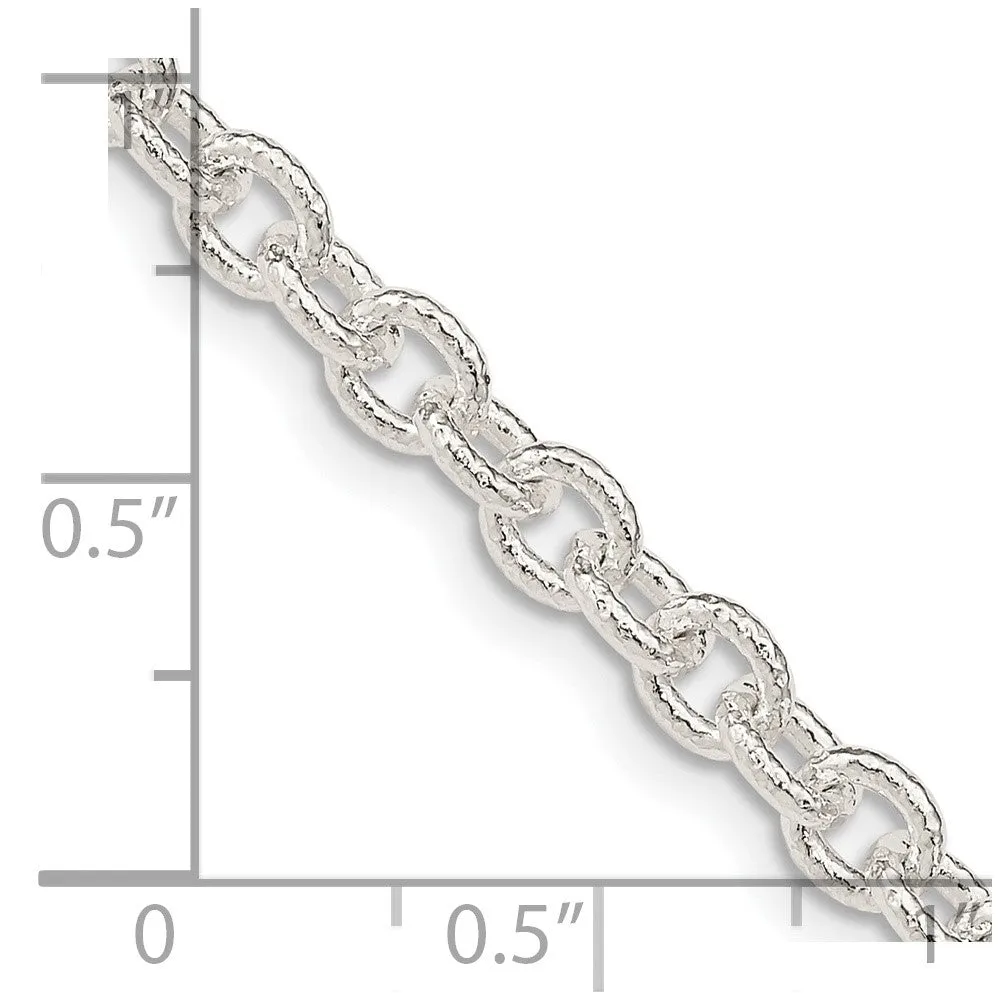 Sterling Silver 4.55mm Fancy Patterned Rolo Chain