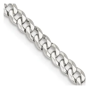 Sterling Silver 4mm Beveled Curb Chain