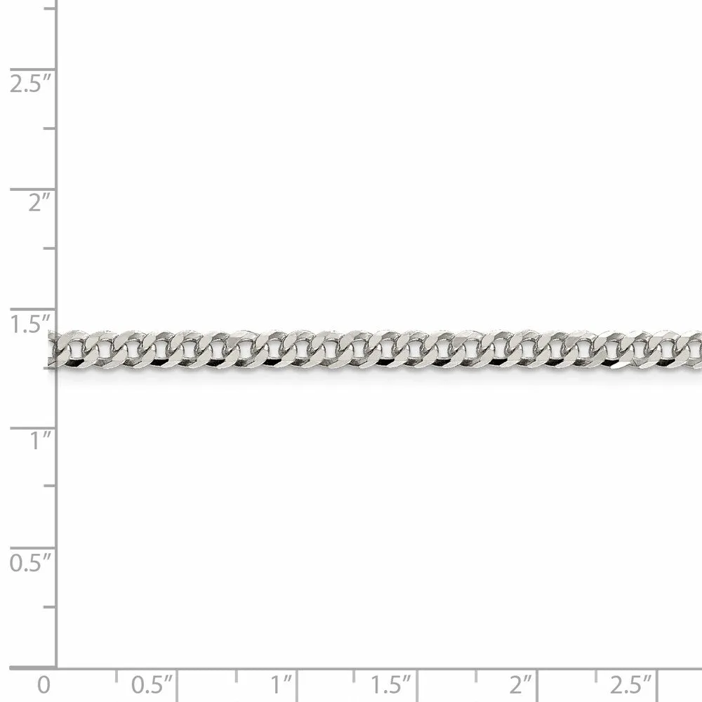 Sterling Silver 4mm Beveled Curb Chain