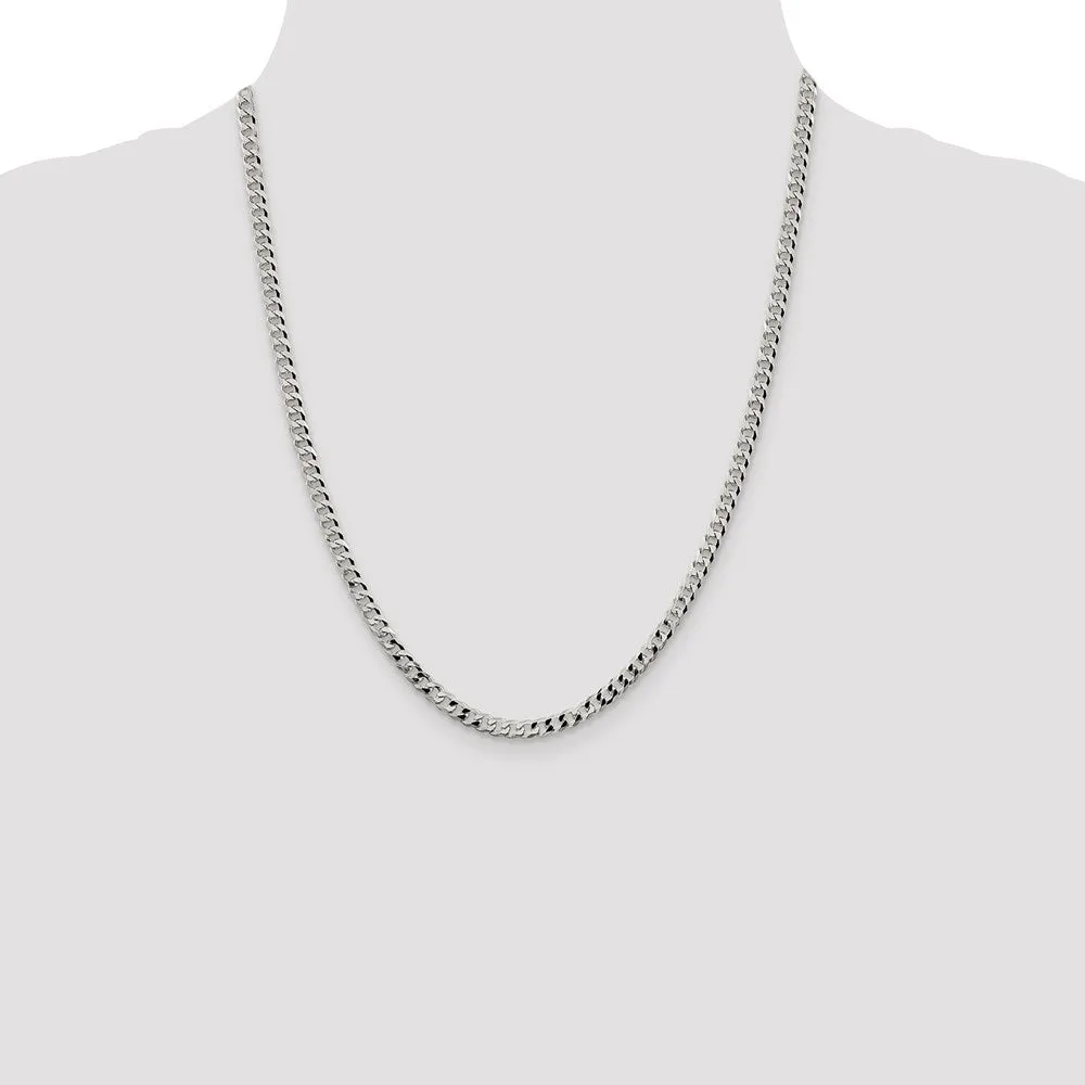 Sterling Silver 4mm Beveled Curb Chain