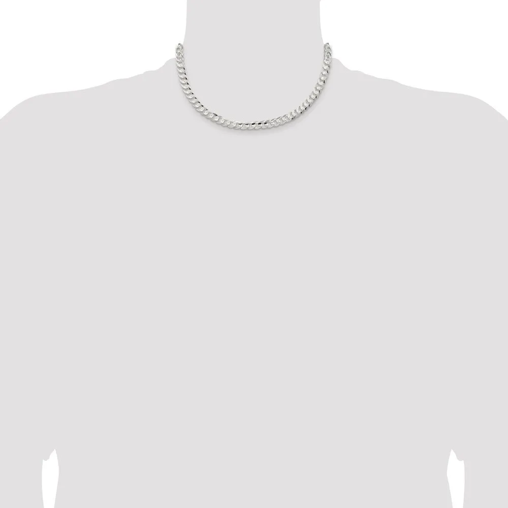 Sterling Silver 6.75mm Concave Beveled Curb Chain
