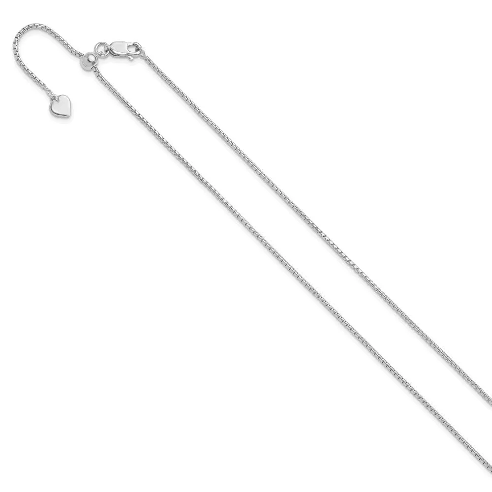 Sterling Silver Adjustable 1.25mm Round Box Chain