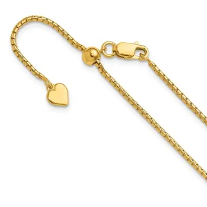 Sterling Silver Gold-plated Adjustable 1.5mm Round Box Chain