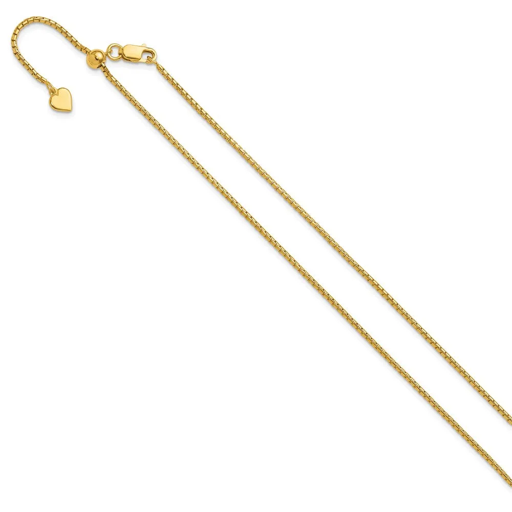Sterling Silver Gold-plated Adjustable 1.5mm Round Box Chain