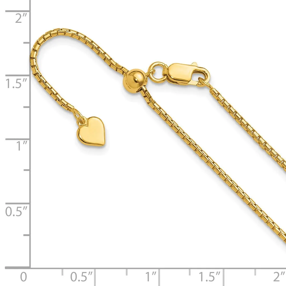 Sterling Silver Gold-plated Adjustable 1.5mm Round Box Chain